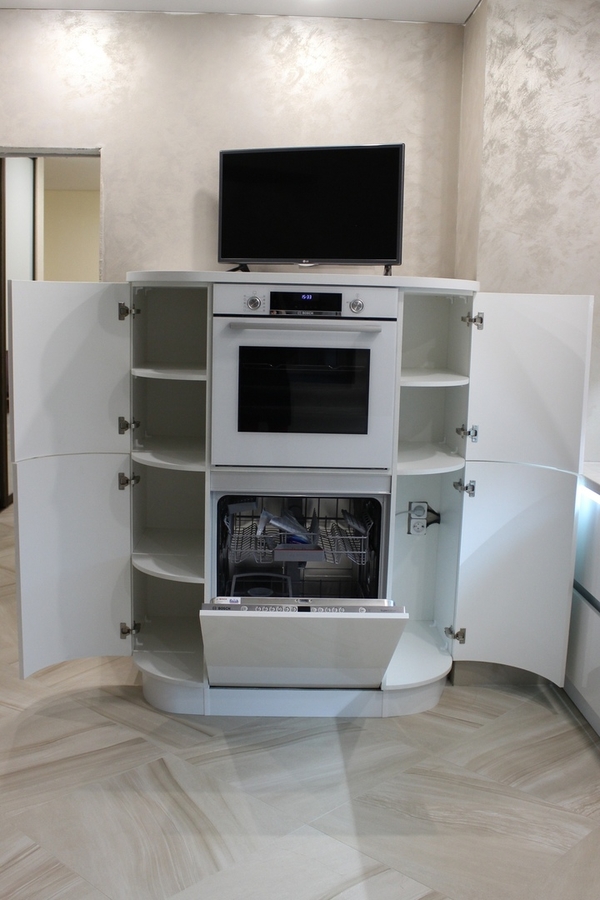 Белый кухонный гарнитур-Кухня МДФ в эмали «Модель 439»-фото3
