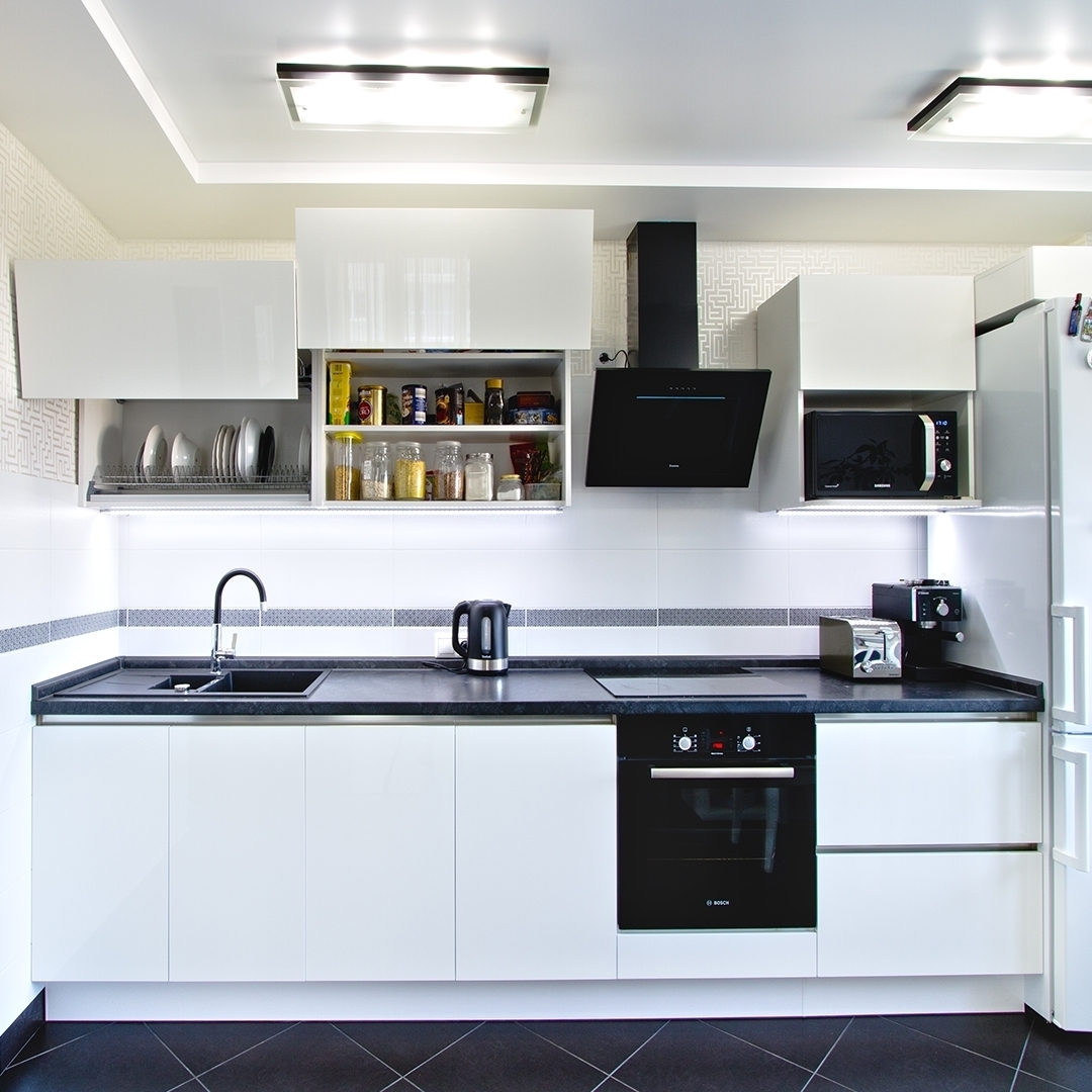 Белый кухонный гарнитур-Кухня из пластика «Модель 608»-фото1
