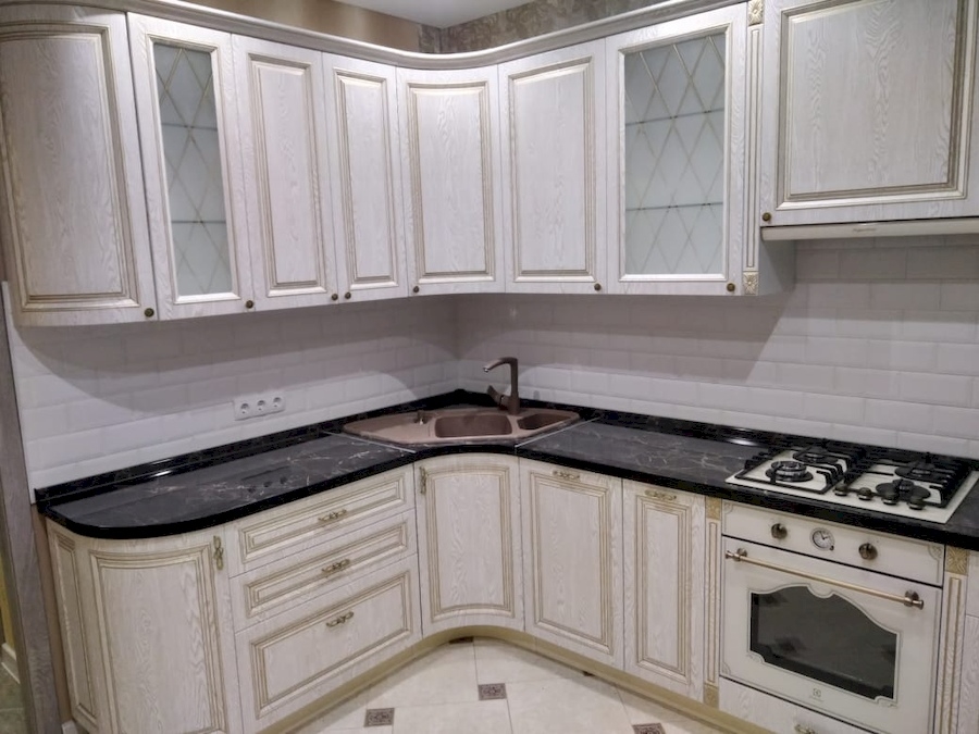 Белый кухонный гарнитур-Кухня из шпона «Модель 581»-фото3